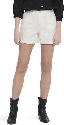 Only High Waist Cuffed Shorts in White at Nordstrom, Size Large
