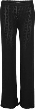 Rotate Pointelle broek met elastische taille - Zwart