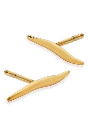 Monica Vinader Nura Reef Bar Stud Earrings in 18Ct Gold On Sterling Silver at Nordstrom Rack