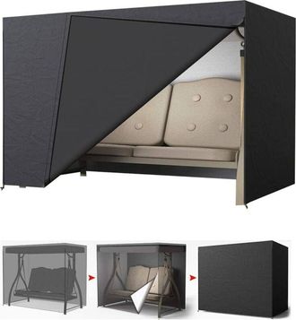 OEM Funda Negra Para Columpio De Jard&iacute;n De 3 Plazas, 223 X 152 X 183 Cm. Cremallera Impermeable, Tafet&aacute;n De Poli&eacute;ster 190t Con Revestimiento Plateado, Res