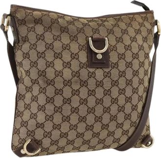 Gucci Pre-owned Cross Body Bags, female, Beige, Size: ONE SIZE Pre-owned Vintage Canvas Shoulder Bag