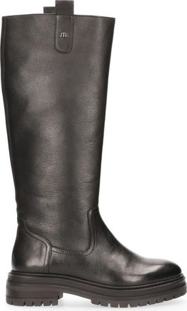 Maruti Briana Leren Zwarte Lange Hoge Laarzen - Dames - Hoge Laarzen - Zwart - 39 EU - Leer - Schoenen