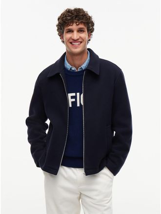 Tommy Hilfiger Mens Wool-Blend Ivy Jacket - Navy Blue - L
