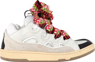 Lanvin Pre-owned Womens Curb Low-Top Sneakers in White Calf Leather - Ecru Sheepskin - Size EU 42