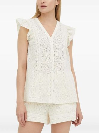 Bruuns Bazaar Blouse met ruches en ringlets - Wit