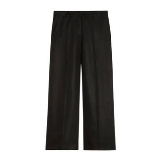 Max Mara Wide Trousers, female, Black, Size: 2XS Pantalone canvas in lino