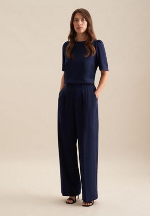 Seidensticker Culotte SEIDENSTICKER Schwarze Rose, Damen, Gr. 42, Normalgr&ouml;ssen, blau (marineblau), 100% Polyester, unifarben, Hosen Culotte