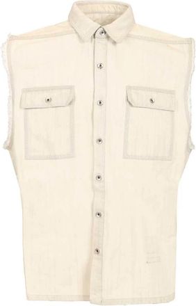 Rick Owens Mouwloze Top - Heren - Korte mouwen Overhemden - Beige - M - Denim - Overhemden