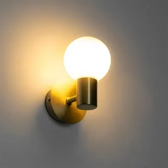 QAZQA Cederic wandlamp 8x14.2x11.4cm - IP44 - geborsteld messing (goud)