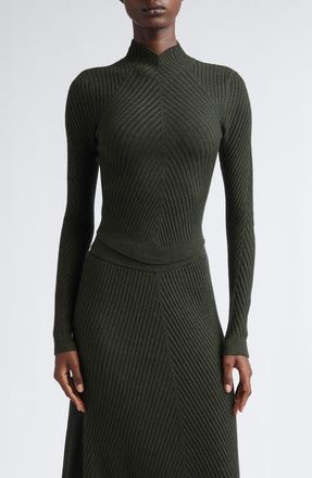 Victoria Beckham Merino Wool Rib Sweater in Oregano at Nordstrom, Size X-Small