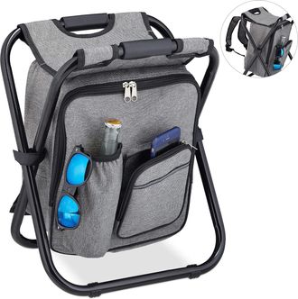OEM Taburete De Camping Con Bolsa, Plegable, Port&aacute;til, Ligero Y Resistente, F&aacute;cil De Transportar, Poli&eacute;ster, 43 X 35 X 29 Cm, Gris
