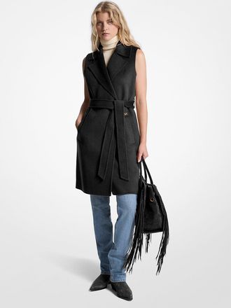 Michael Kors Wool Blend Belted Wrap Vest