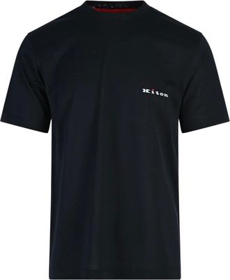 Kiton Tops, Heren, Zwart, M, Katoen, Zwarte katoenen T-shirts en polos