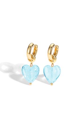 Classicharms Esm&eacute;e Aquamarine Glaze Heart Dangle Earrings