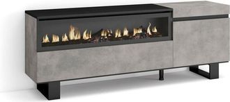 Skraut Home Skraut Home - Mueble Tv, Televisi&oacute;n, Muebles De Sal&oacute;n, Almacenaje, 150x57x35cm, Para Tv Hasta 65, Chimenea El&eacute;ctrica, Dise&ntilde;o Industrial, Estilo Modern