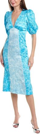 Ganni Crinkled Satin Midi Dress