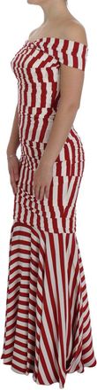 Dolce & Gabbana Womens Red White Silk Stretch Dress