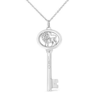 House of Brilliance 925 Sterling Silver Diamond Accent Zodiac Key 18 Pendant Necklace in Leo at Nordstrom