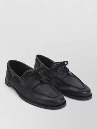 John Lobb round toe textured leather rubber sole loafers