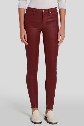7 For All Mankind Womens Ladies Pants Hw Skinny Fit - Red - Size 25 (Waist)