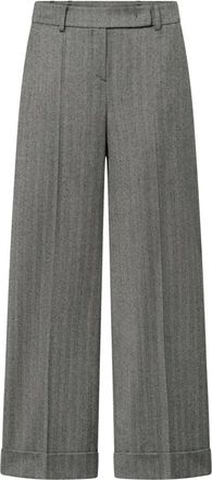 Windsor Double Cotton Stretch Marlene Broek - Dames - Wijde Broeken - Grijs - L - Katoen - Broeken