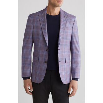 Ted Baker Jay Slim Fit Windowpane Check Blazer in Berry at Nordstrom Rack, Size 38Regular