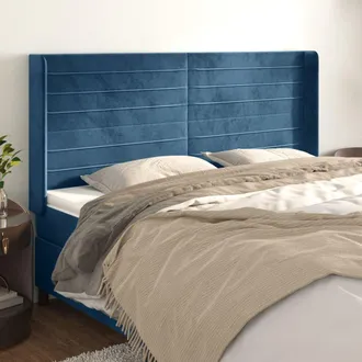 vidaXL Cabecero Con Orejas De Terciopelo Azul Oscuro 203x16x118/128 Cm Vidaxl