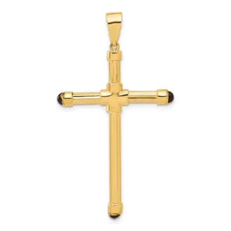 Diamond2Deal 14k Yellow Gold Polished with Black Onyx Cross Pendant