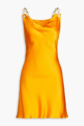 Cult Gaia Nerida chain-trimmed silk-blend satin mini dress - Yellow - L