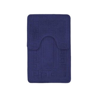 TJ Hughes Greek Key Navy Patterned 2 Piece Bath Mat Set - TJ Hughes