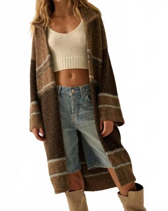 Promesa Striped Confetti Duster Cardigan Top In Taupe