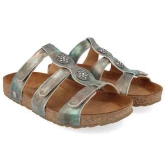 Haflinger Adjustable Slide Alice Sandal In Lime