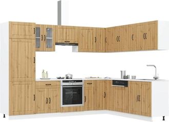 vidaXL Vidaxl - Mueble De Cocina Lucca 14 Piezas Artesanal Roble