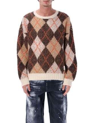 Emporio Armani Recycled Wool Argyle Sweater