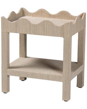 Baxton Studio Sebastian Grasscloth Scalloped End Table