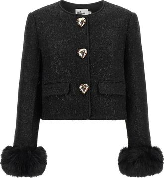 Self Portrait Boucl&eacute; Jas - Dames - Blazers - Zwart - M - Polyester - Jassen