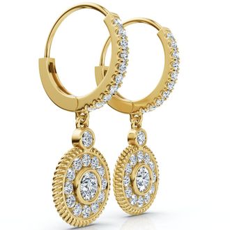 Pompeii3 3/4Ct Dangle Diamond Earrings 1 1/10 Tall Lab Grown 14k Gold EF/VS