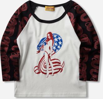 Hysteric Glamour Women s Cobra 3/4 Sleeve Baby T-Shirt White
