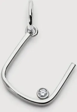 Monica Vinader Sterling Silver Solitaire Diamond Initial U Pendant Lab Grown Diamond