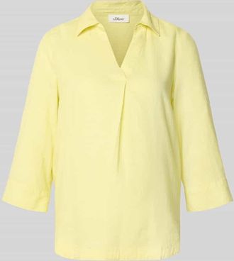 s.Oliver Red Label Relaxed Fit Hemdbluse aus Leinen-Viskose-Mix in GELB, Gr&ouml;&szlig;e 34