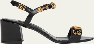 Dolce & Gabbana Stone Embellished Leather Block-Heel Sandals