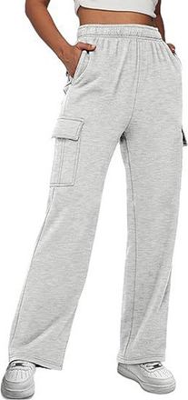 Generic Womens Wide Leg Sweatpants Tracksuit Bottoms with Multi Pocket Elastic Waist Sports Trousers Open Hem Joggers Straight Leg Jogging Bottoms Athletic Sp