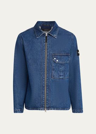 Stone Island Mens Denim Full-Zip Overshirt