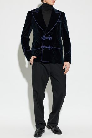 Dolce & Gabbana Velvet Blazer, Mens, Navy Blue