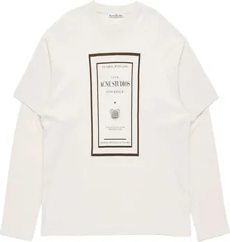 Acne Studios Layered Logo-Graphic T-Shirt - Beige