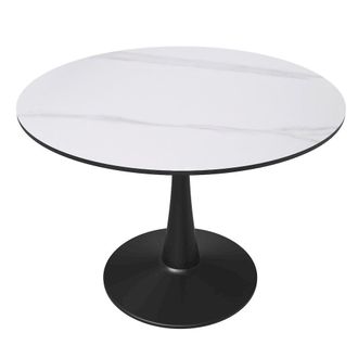 Leisure Mod Bristol 40 round dining table Black base with White Sintered stone Top