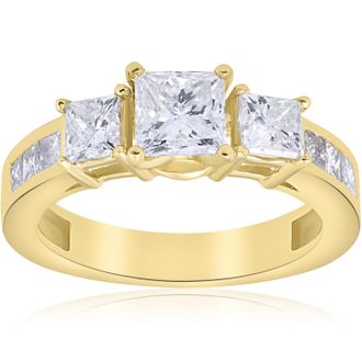 Pompeii3 2 1/2 ct Princess Cut Diamond Engagement Ring 14k Yellow Gold