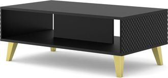 AKL FURNITURE Mesa de centro efecto madera Negro y Dorado