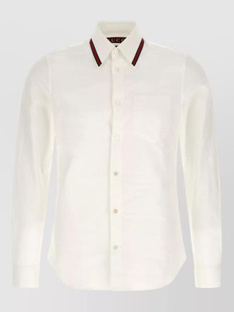 Gucci web stripe long sleeve shirt button collar