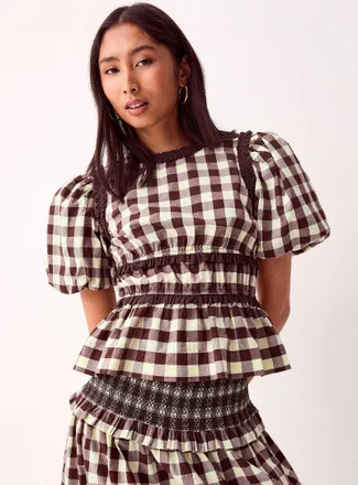 Damson Madder Womens Everly removable puff sleeves blouse